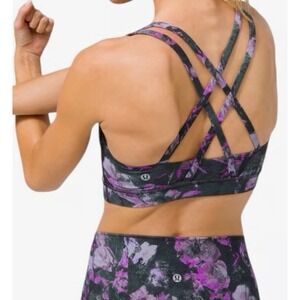 Lululemon Align Reversible Yoga‎ Sports Bra Bike Shorts Set Purple Floral